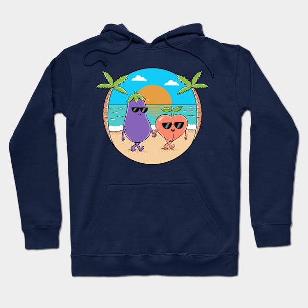 Eggplant and Peach Vacation Hoodie by coffeeman